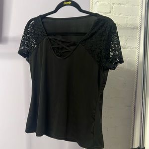 Lace sleeve t shirt